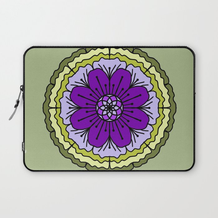 Mandala-purple and green Laptop Sleeve