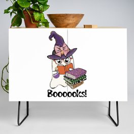 Halloween funny cute ghost reading books Credenza