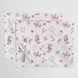 Magenta Silhouettes Of Vintage Nautical Pattern Placemat