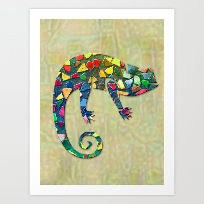 Animal Mosaic - The Chameleon Art Print