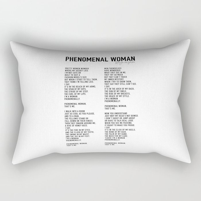 Phenomenal Woman Poem by Maya Angelou Rectangular Pillow