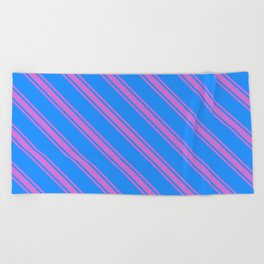 [ Thumbnail: Blue & Orchid Colored Striped/Lined Pattern Beach Towel ]