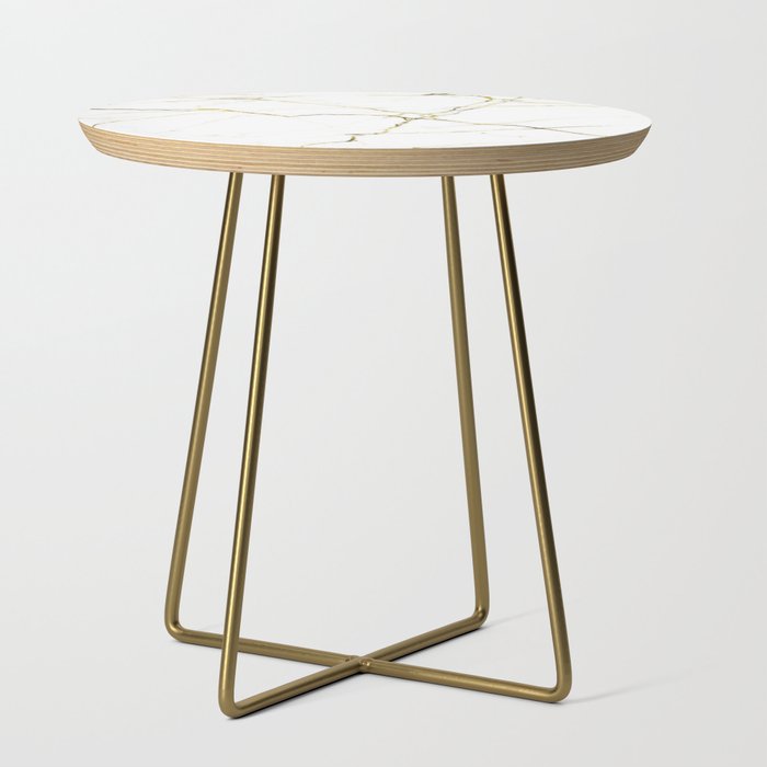 White & Gold Marble Side Table