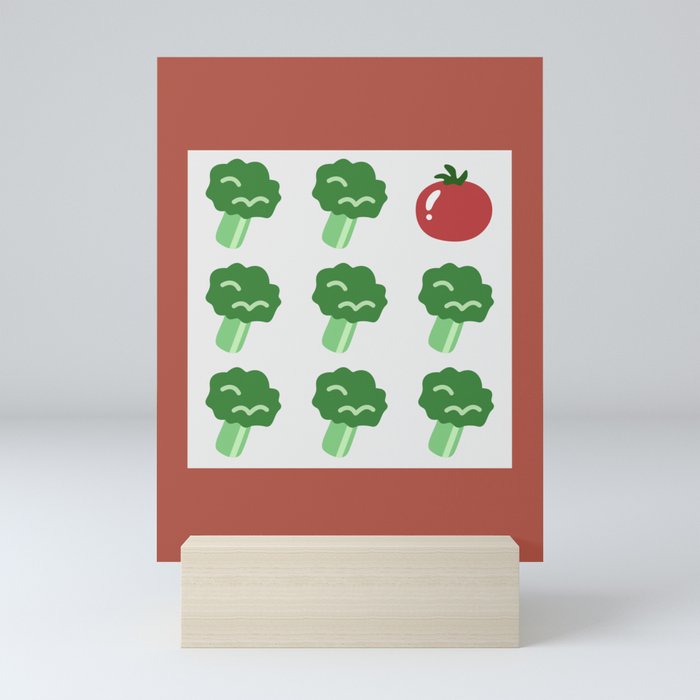 Eight broccoli one tomato 2 Mini Art Print
