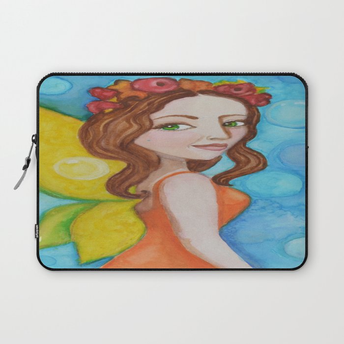 Autumn Fairy with Yellow Wings  Laptop Sleeve