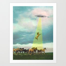 They too love horses (UFO) Art Print