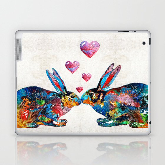 Bunny Rabbit Art - Hopped Up On Love - By Sharon Cummings Laptop & iPad Skin