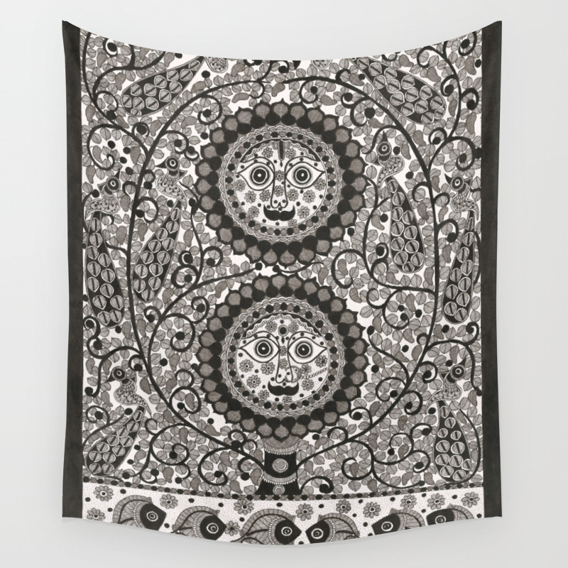 Sun And Moon Wall Tapestry By Mithilachitra Society6