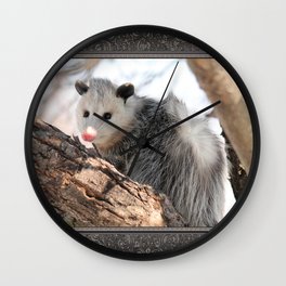 North American Opossum in Winter Wall Clock