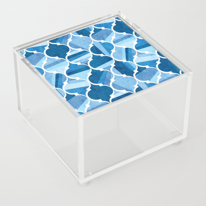 Quatrefoil Blues Acrylic Box