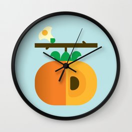 Fruit: Persimmon Wall Clock | Persimmon, Asiandesign, Modernpattern, Fruitflower, Fruitpattern, Minimal, Kidsdesign, Blossom, Japanesedesign, Lightblue 