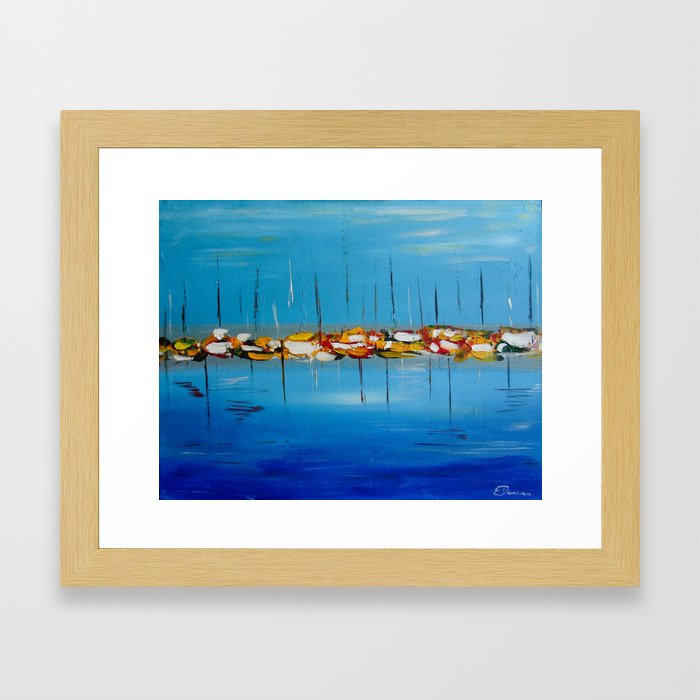 Abstract Boats with Sails Down Waiting to Sail Framed Art Print