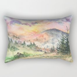 Misty Mountain Sunset Clouds Rectangular Pillow