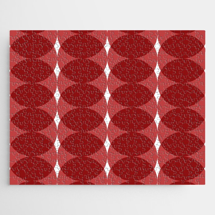 Retro psychadelic 60s 70s circles colorful getometric pattern - red Jigsaw Puzzle