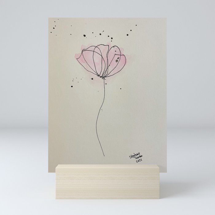 Pink minimalist flower Mini Art Print