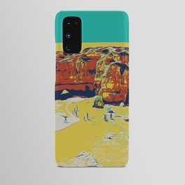 Nature landscape illustration - Algarve Portugal vintage travel, beach Android Case