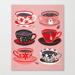Tea Time – Pink & Red Canvas Print