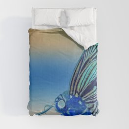 Azul Mothra Comforter | Summer, Minimalist, Blue, Bluemonster, Alphavariable, Surrealist, Bug, Springtime, Surreal, Surrealsurrealism 