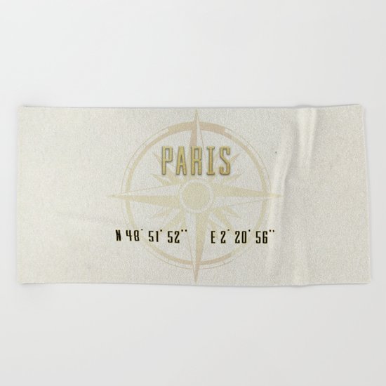 Paris - Vintage Map and Location Beach Towel