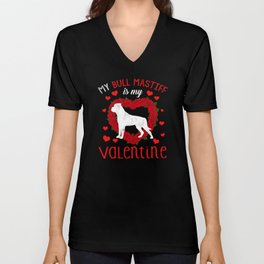 Dog Animal Hearts Day Mastiff My Valentines Day V Neck T Shirt