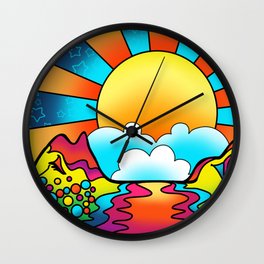 sunset - peter max inspired Wall Clock