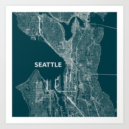Seattle Neighborhood Map Print Seattle Gift Seattle DC Office Decor Seattle Wall Art Map Wall Decor 