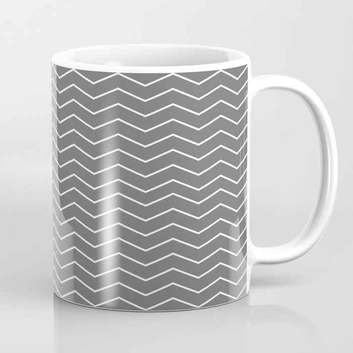 Lines Zig Zag Pattern grey white Coffee Mug