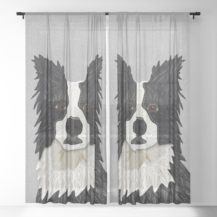 Beautiful Border Collie Sheer Curtain