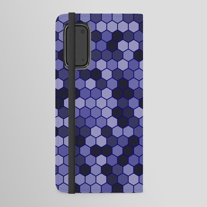 Purple & Black Color Hexagon Honeycomb Design Android Wallet Case