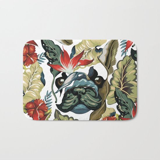 Tropical Frenchie Bath Mat