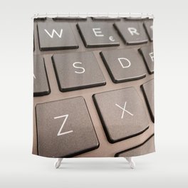 Close-up detail of a QWERTY keyboard of a laptop PC Shower Curtain