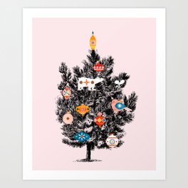 Retro Christmas tree no3 Art Print