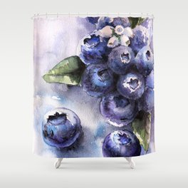 Watercolor Blueberries - Food Art Shower Curtain