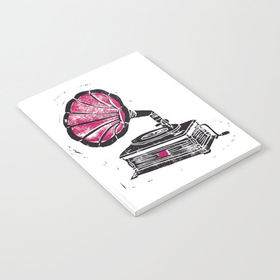 Linocut Gramophone Notebook