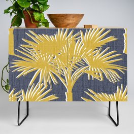 Tropical Palm Trees Gold on Navy Credenza