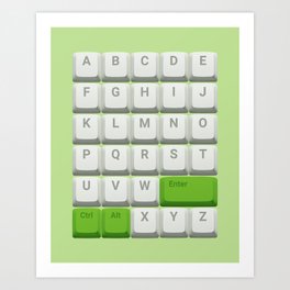 Keyboard Alphabet (Green) Art Print