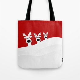 Festive Red Christmas Reindeer Tote Bag