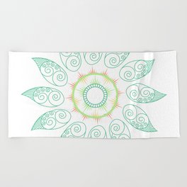 Decorative leaf Mandala Beach Towel