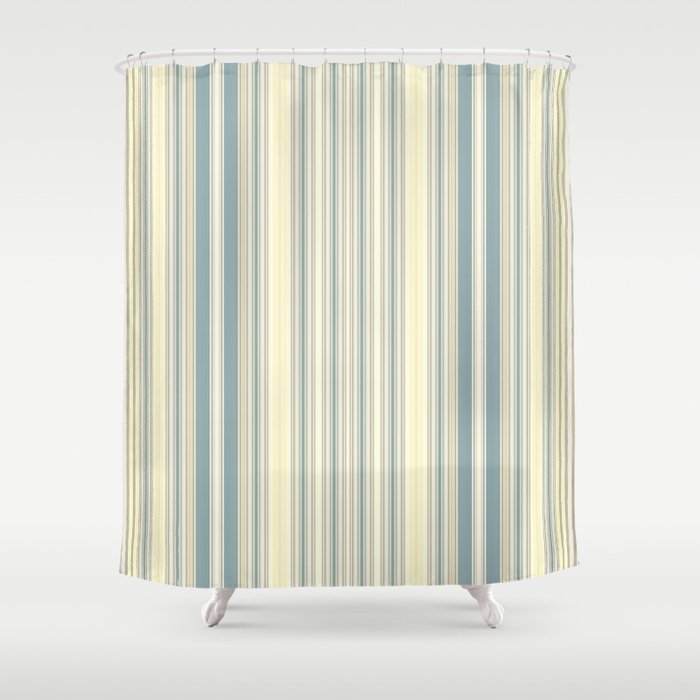 Seafoam Green Yellow Stripes Shower Curtain By Artaddiction45