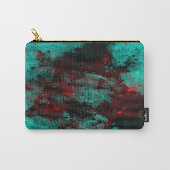 Ruby Galaxy - Abstract cyan, red and black space themed painting Carry-All Pouch
