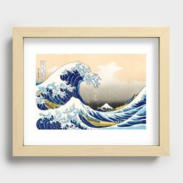 The Great Wave off Kanagawa by Hokusai Blue White Waves Crashing in the Sea Recessed Framed Print
