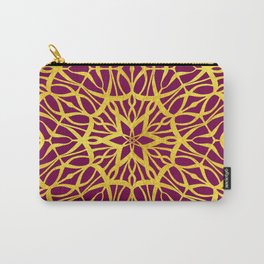 Golden Ornament pattern on Pink Carry-All Pouch