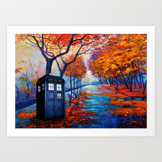 Tardis Autumn Alley Art Print