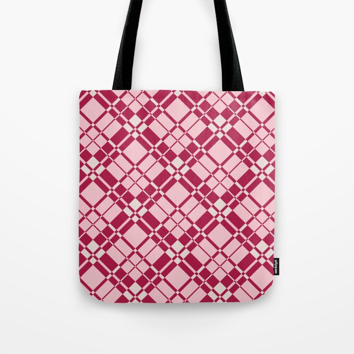 Red and pink gingham checked Tote Bag