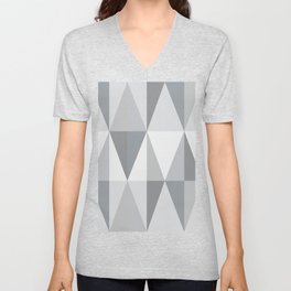 MidCentury Modern Triangles Slate Gray V Neck T Shirt
