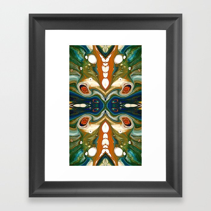Colorful Digital Art Fluid Painting Geometric Design Framed Art Print