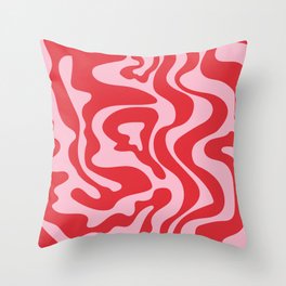 Pink and Red Retro Aesthetic Wavy Lines Throw Pillow