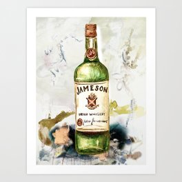 Jameson solo bottle Art Print | Barcart, Irishwhiskey, Jameson, Painting, Whiskey, Bardecor, Acrylic, Irish 