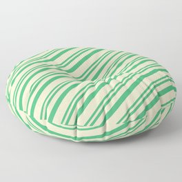 [ Thumbnail: Sea Green & Bisque Colored Lines/Stripes Pattern Floor Pillow ]