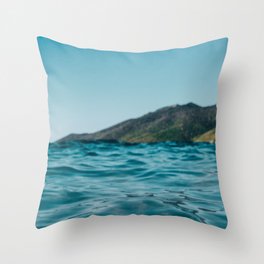 Brazil Photography - Blue Ocean By A Mountain Throw Pillow